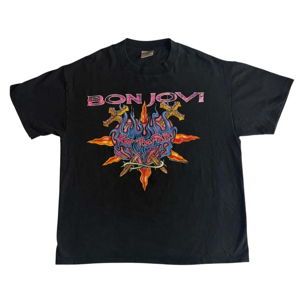 Brockum Bon Jovi Keep The Faith 1993 Tour T-Shirt Size XL Black